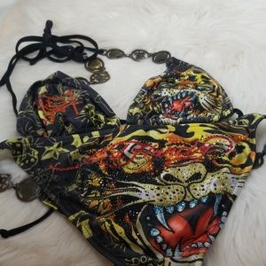 Ed Hardy Embellished Two Piece Swimsuit